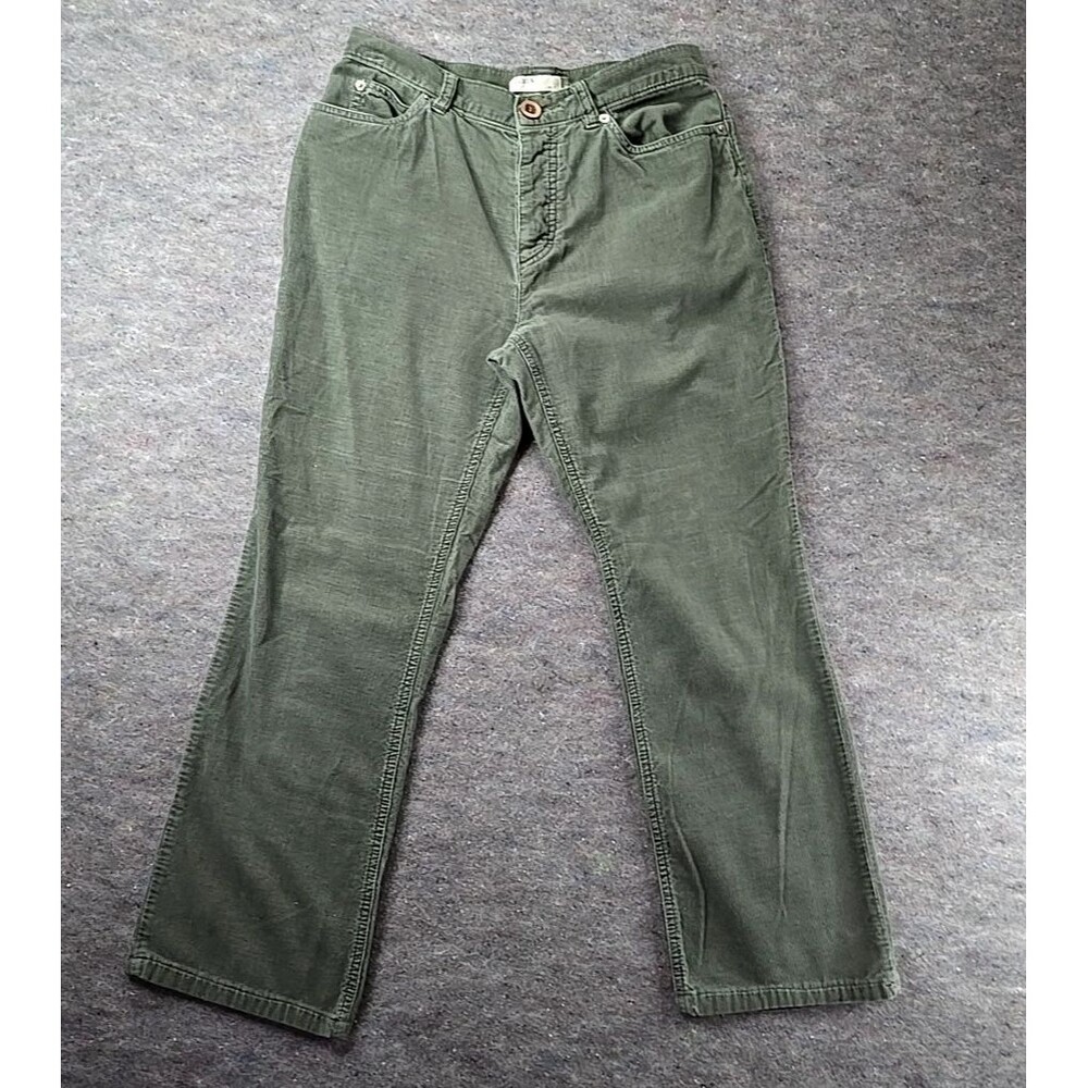 J.Crew Womens 6P Green Corduroy Straight Leg Button Fly Pants Preppy Y2K